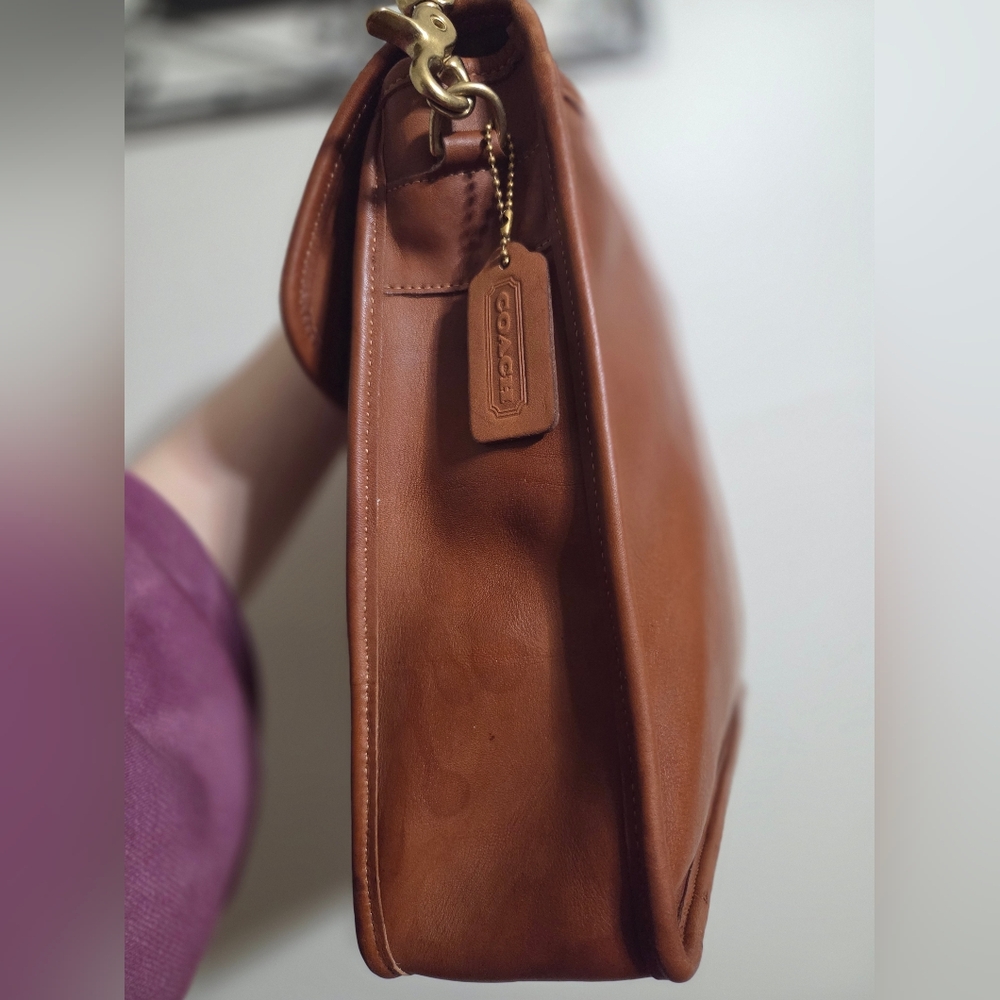 Vintage Coach Leather British Tan Morgan Briefcase Crossbody - Picture 14 of 16